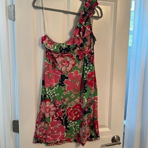 Lilly Pulitzer One Shoulder Dress - Pink and Green Floral